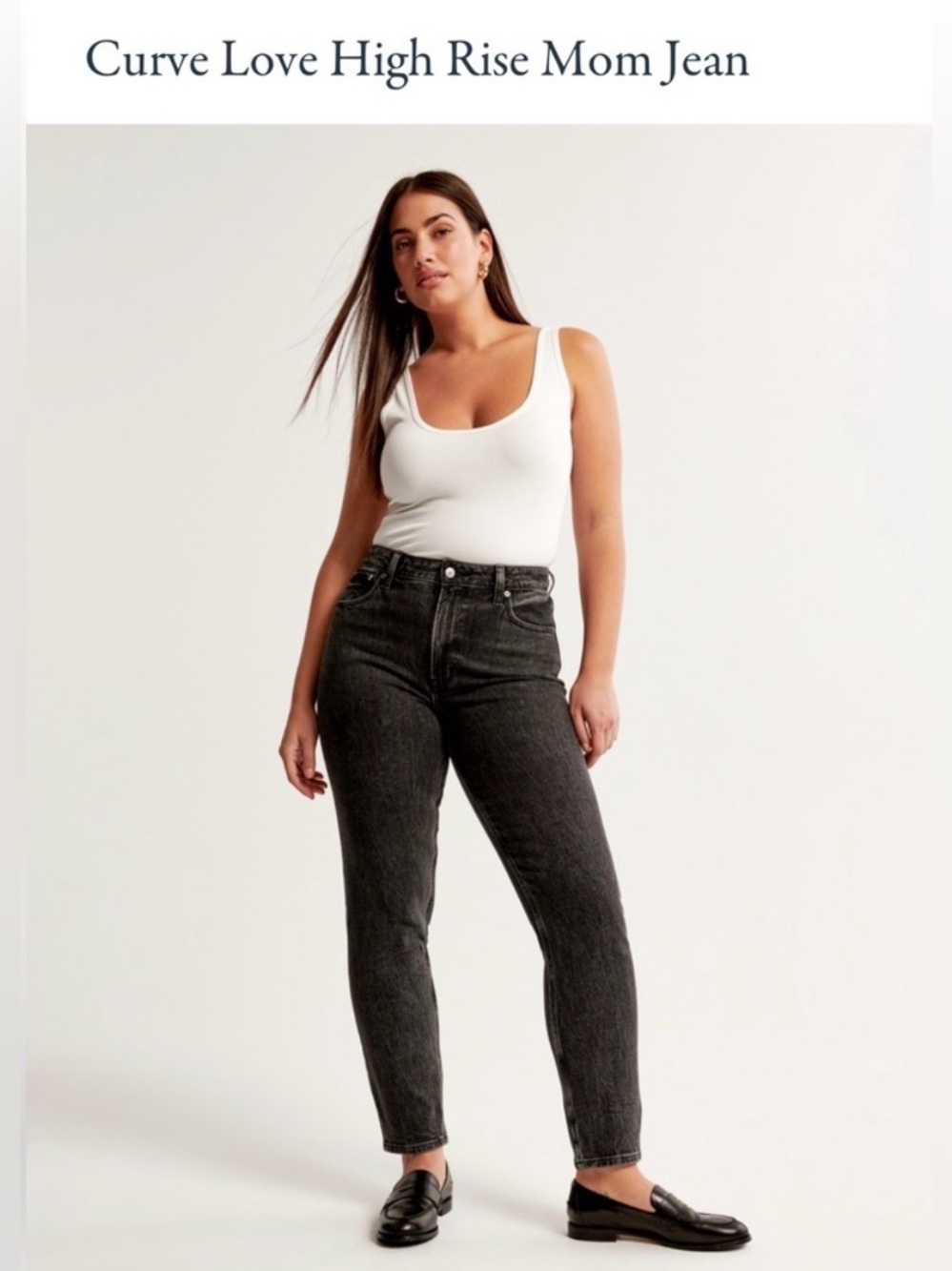 Abercrombie & Fitch Curve Love Mom High Rise Jeans 33/16 S Short Petite Gray